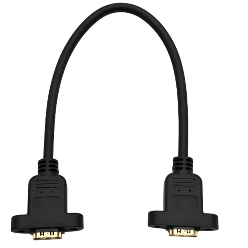 Screw Holes Lock Panel Mount Cable with screws 1ft 30cm 1.4V HDMI-compatible A Type Fmale to HDMI Female Extension Cord