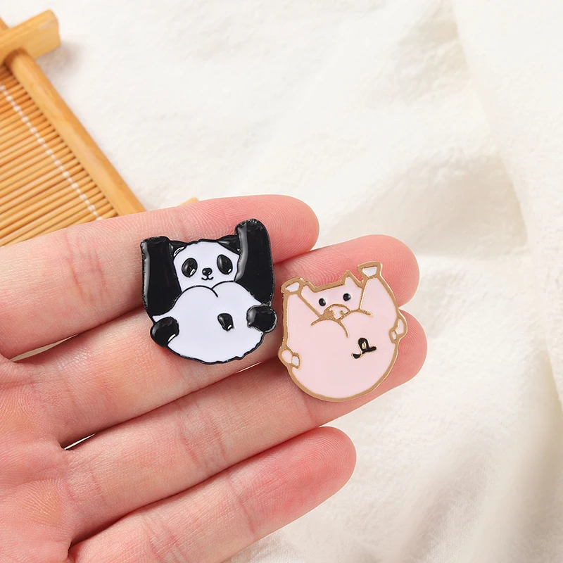 Cartoon Animal Enamel Pins Custom Chibi Pig And Panda Brooches Bag Badge Childlike Cartoon Jewelry Cute Gift for Kids