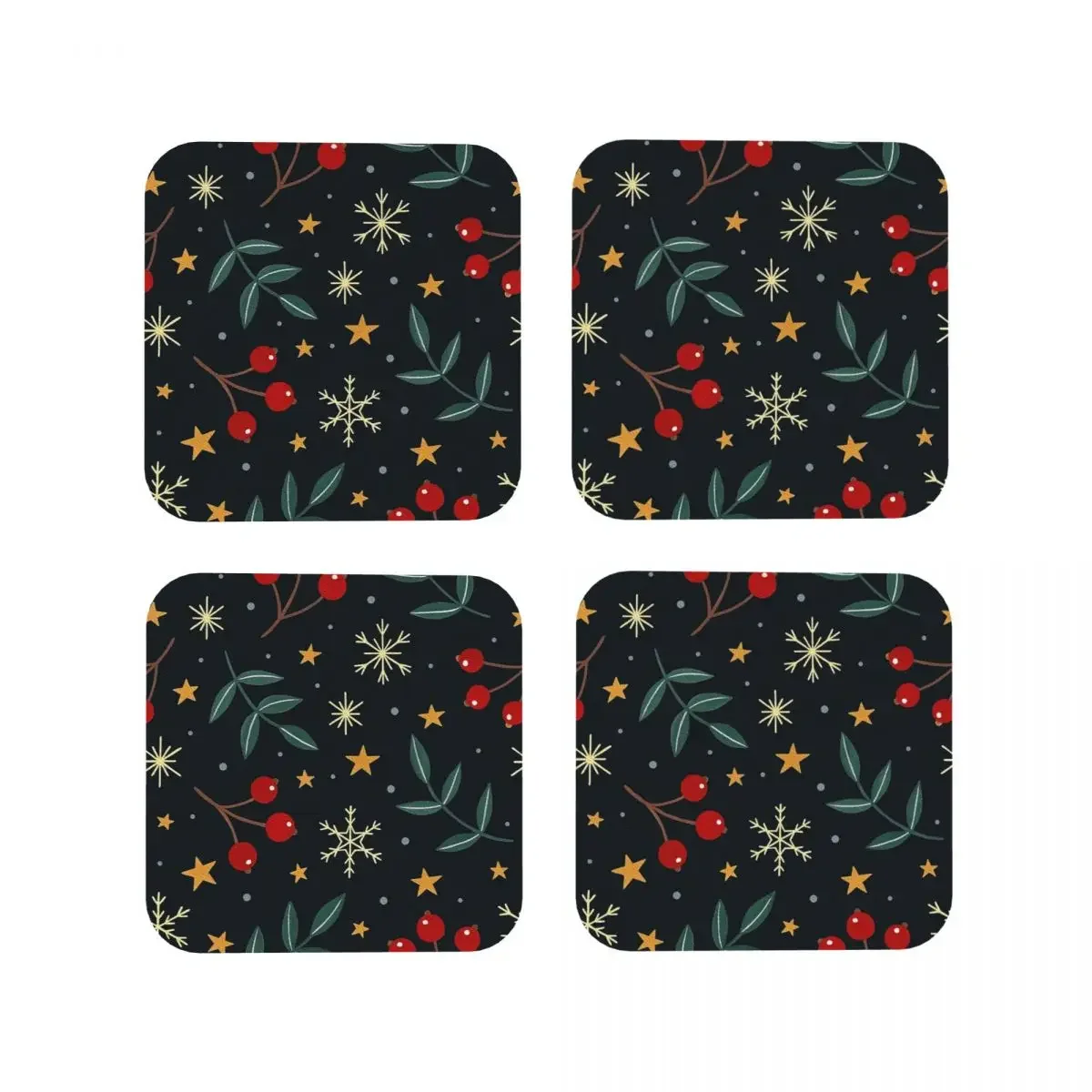 Winter Magic Coasters Coffee Mats Set of 4 Placemats Mug Tableware Decoration & Accessories Pads for Home Kitchen Dining Bar