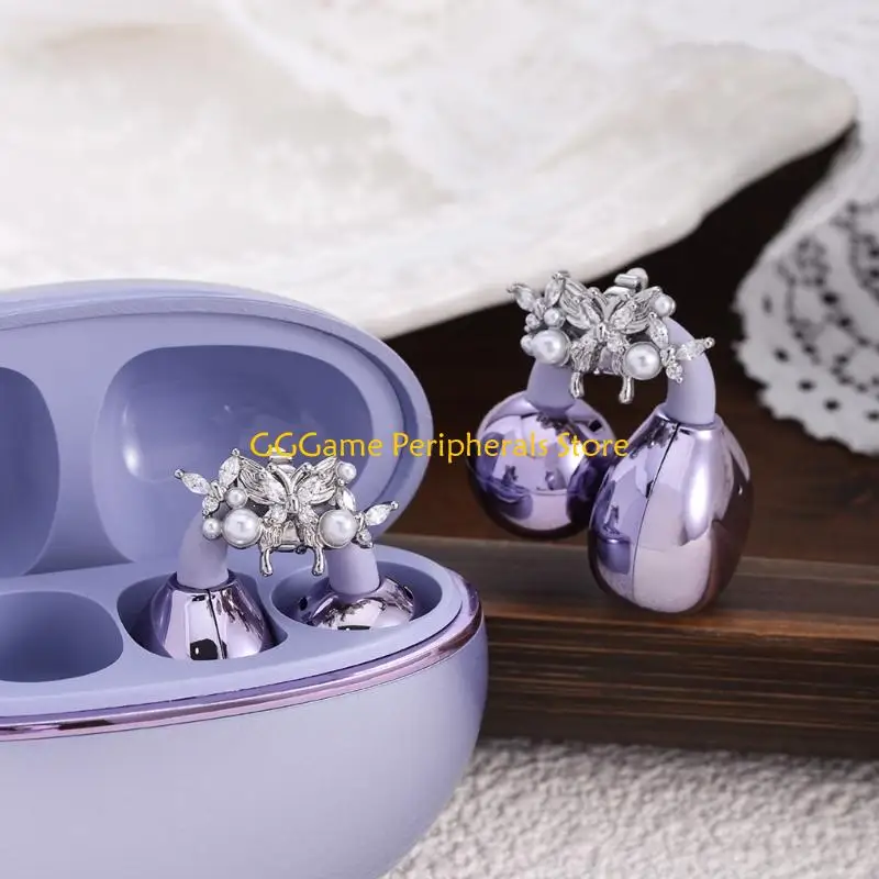 U55B سماعة أذن على شكل فراشة لؤلؤية عصرية مُحسنة وقبضة مصنوعة من سبائك النحاس #3