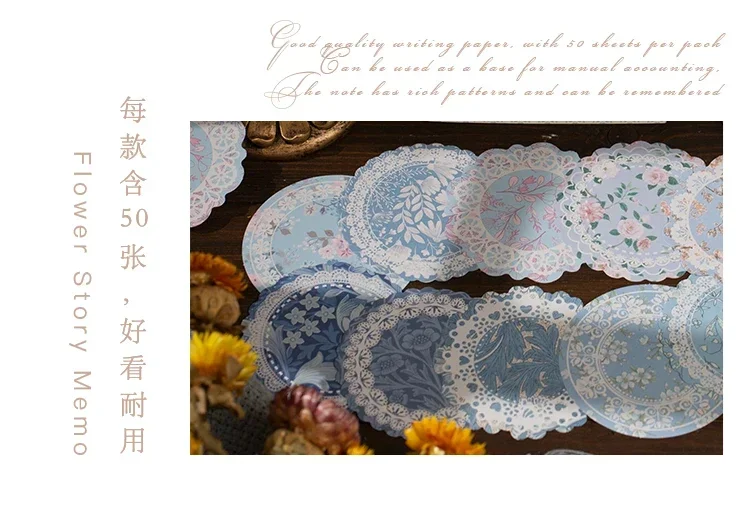 50 Stück, 4 Varianten, Handgefertigte Zeltdekoration, Serie mit Spitze und Kranz, Material für Notizblöcke, Sammlung von Blumen und Märchenmotiven, Papier. – Detail 12