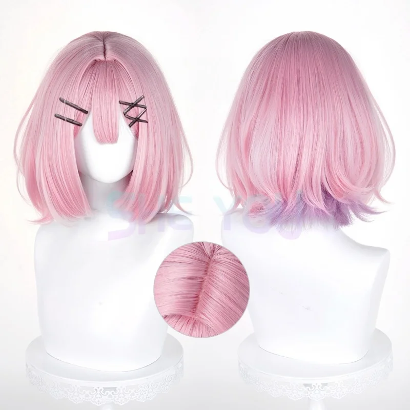 

Аниме Amaori Renako Косплей Парик 34 см Розовый Фиолетовый Смешанный Парик Термостойкие Синтетические Парики для Хэллоуина Карнавальный Костюм Партии