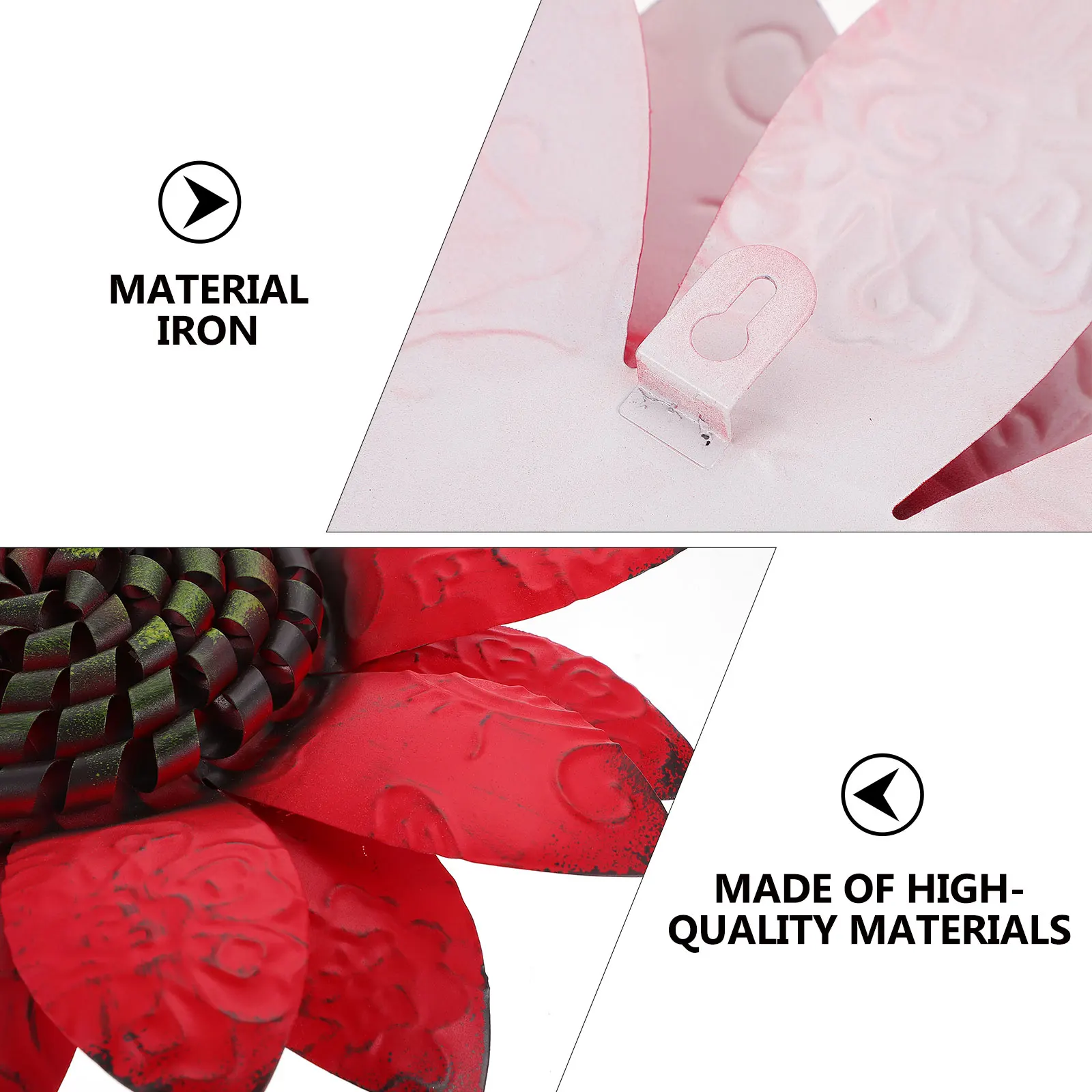 

1Pcs Simulated Flower Adornment Iron Wall Decor Red Metal Hanging Flower Ornament for Home Art Wall-Mounted Decoration