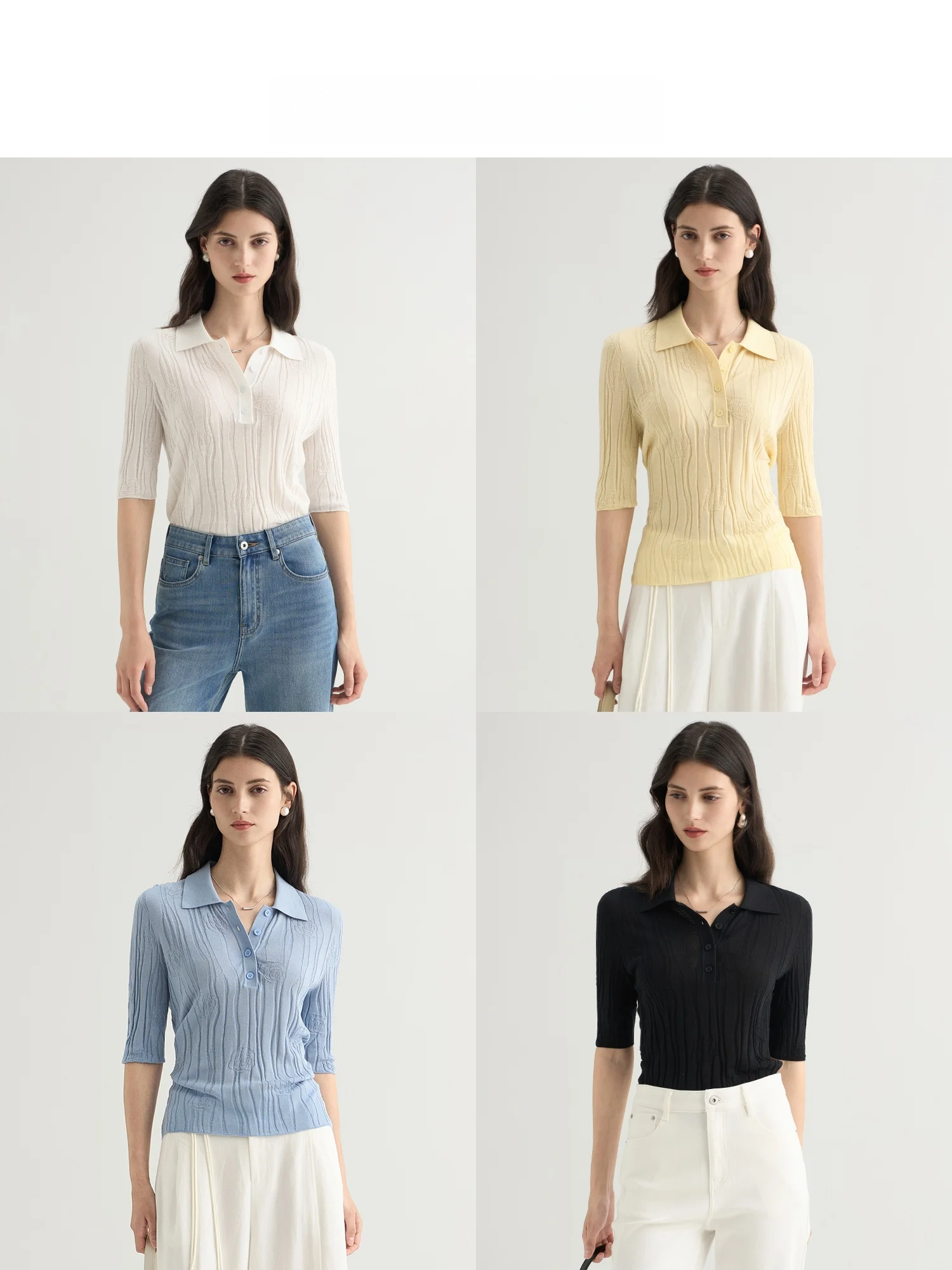 Ruiqia Jie | Laisel  Neck Five Sleeve Knitted Sweater Women Pure Color Casual Versatile Slimming Commuting Top