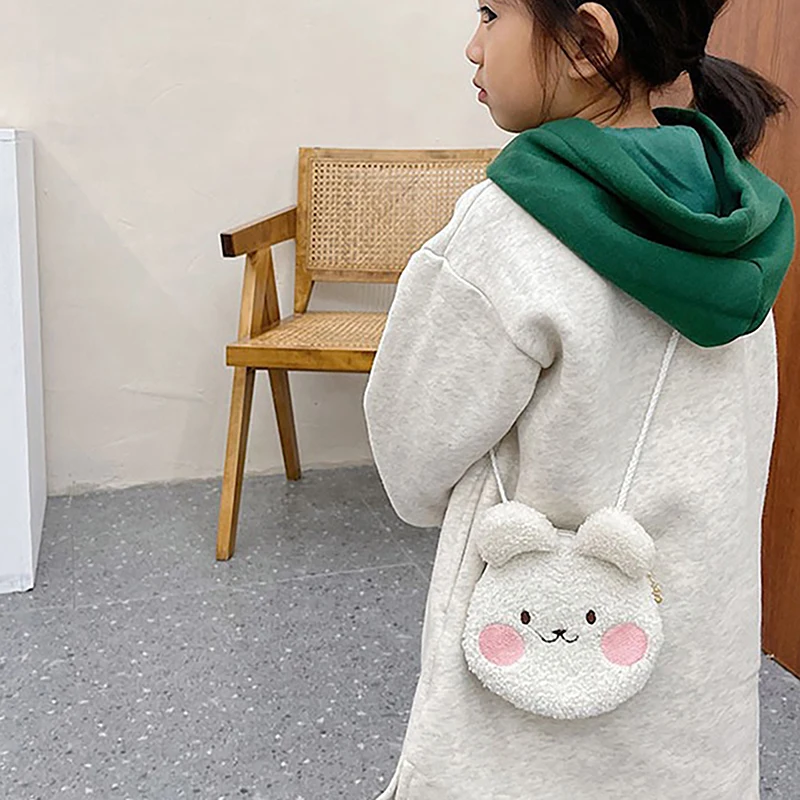 Sac messager en peluche de dessin animé pour filles, mini sacs à bandoulière, sac à main à fermeture éclair, sac à main initié par un animal mignon, cadeaux d'anniversaire