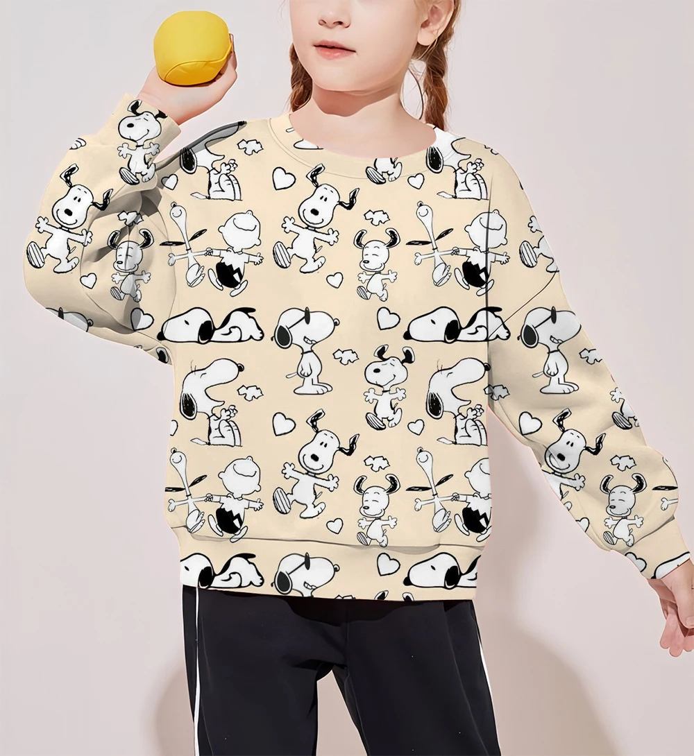 2024 Fashion New Snoopy Print Cute Girls Round Neck Sweater Autumn and Winter Casual Long Sleeve Pullover