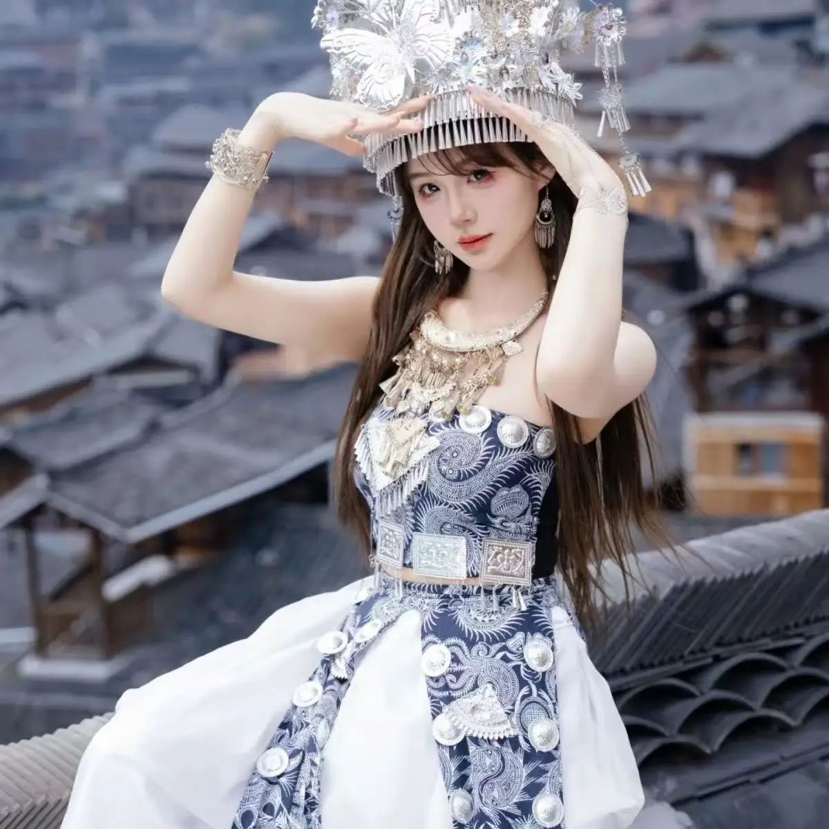 

Upgraded New Hmong Costume Women Traditional Chinese Ethnic Minority Clothing Carnival Stage Performance Suit Female Niche Dress