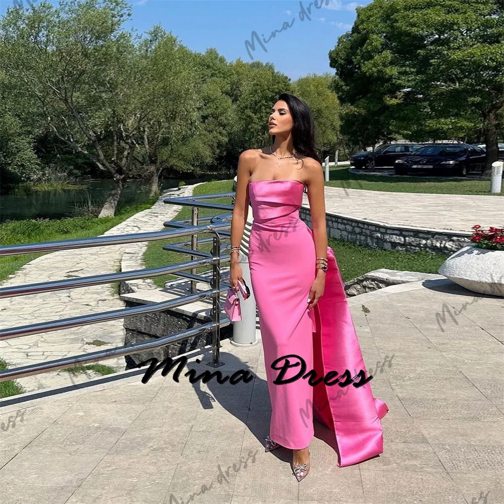 

Mina Customized Backless Evening Dresses Woman Elegant Chic Dress Es Sleeveless Slit Strapless Ball Gowns Royal Engagement Dress