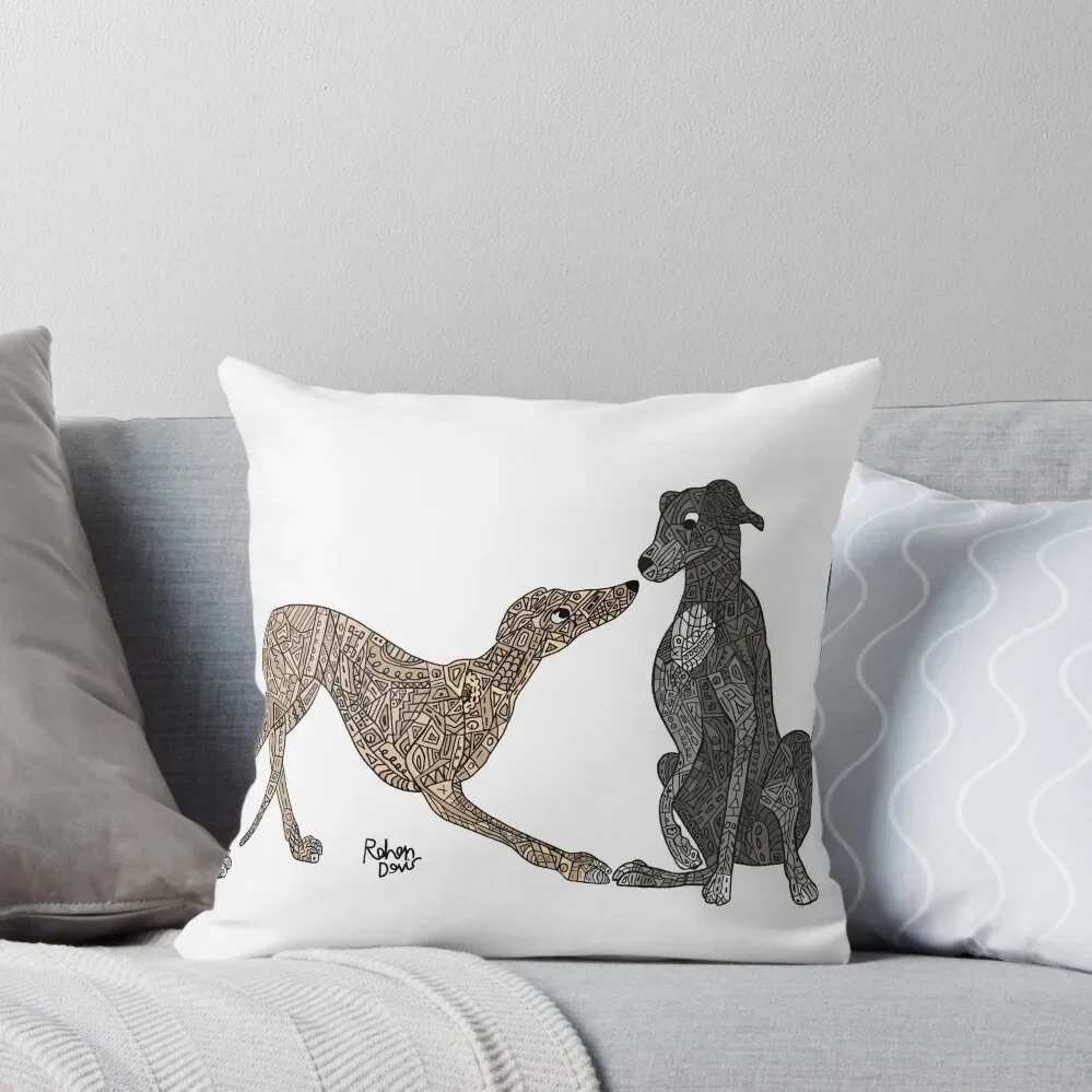 Harper and Benson - Robot Greyhounds Throw Pillow christmas supplies ornamental pillows pillow