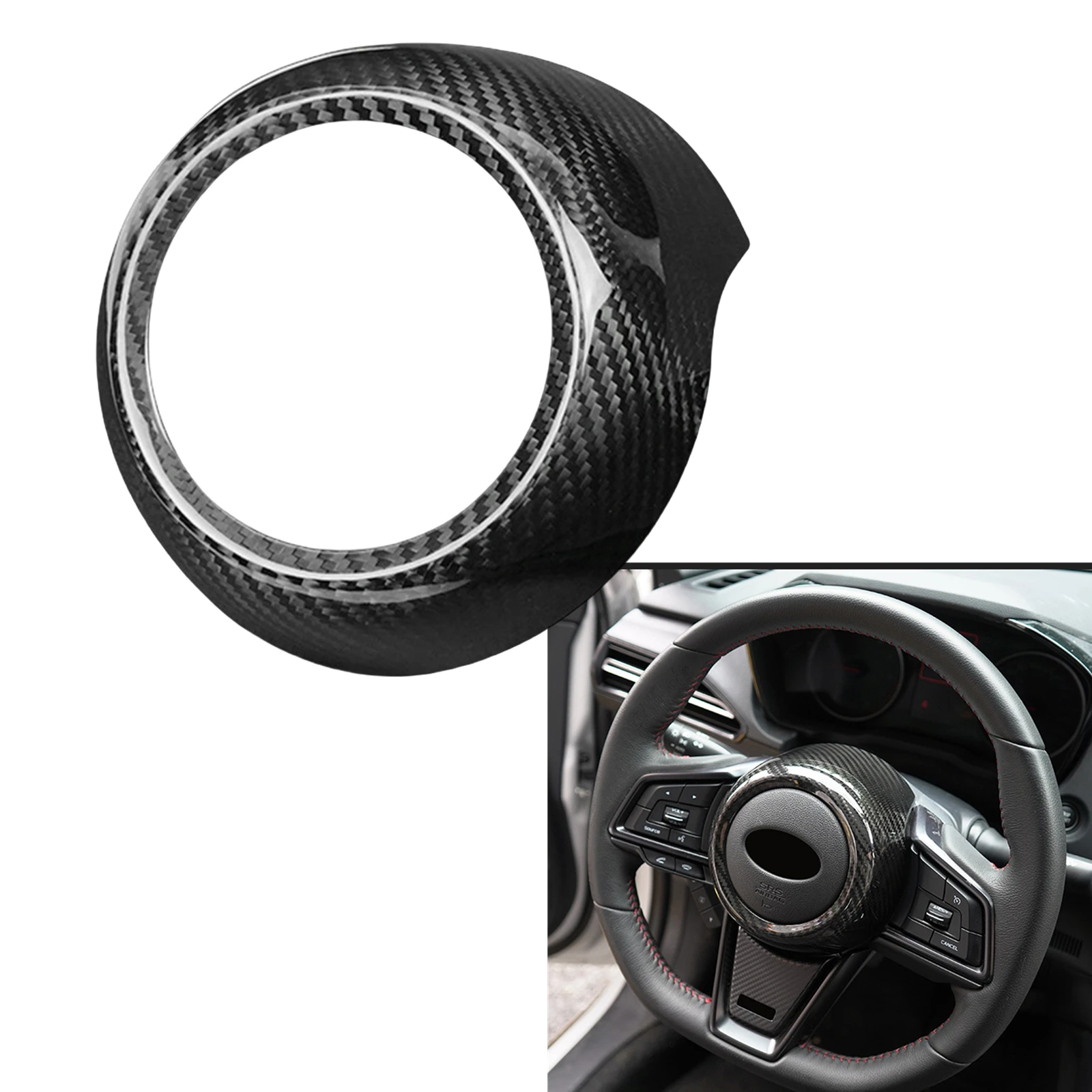 

For Subaru WRX STI 2022-2024 Real Carbon Fiber Interior Steering Wheel Center Panel Cap Cover Trim Frame Decorative