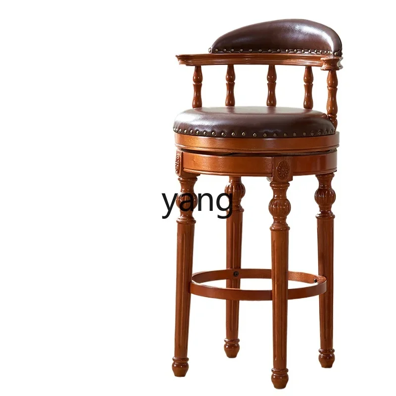 CX American solid wood bar chair high stool leather chair rotating bar table