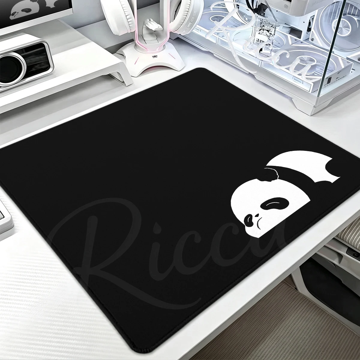 Cute Panda Kawaii Anime XS Mouse Pad Office Laptop Desk Mat with Stitched Edge Rubber Anti-Slip Base PC Accessories Gaming Mats