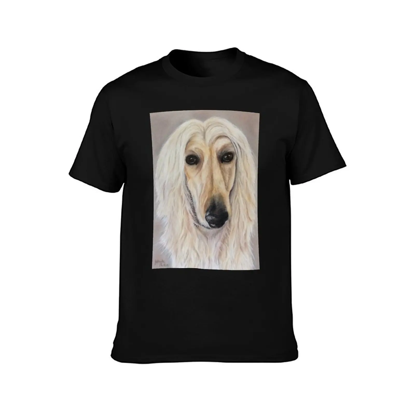 Afghan hound T-Shirt, Summer Casual Cotton Tee, Oversized Streetwear Tops, Vintage Graphic Print, Loose Fit Short Sleeve