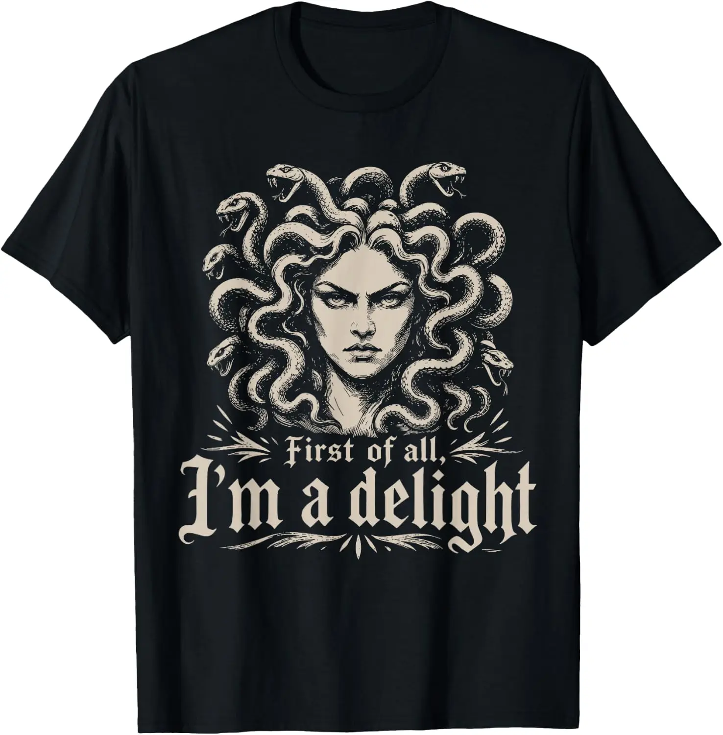 First Of All I'm A Delight Medusa Gorgon Retro Halloween T-Shirt