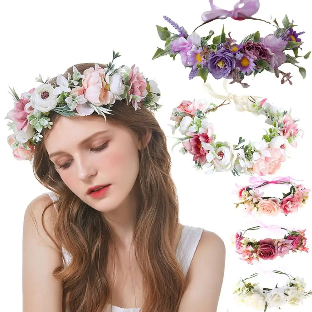 

Fashion Flower Headband Bridal Flower Crown Hairband Women Girls Wedding Party Bohemia Wreath Headpiece Headwear Hair Styling