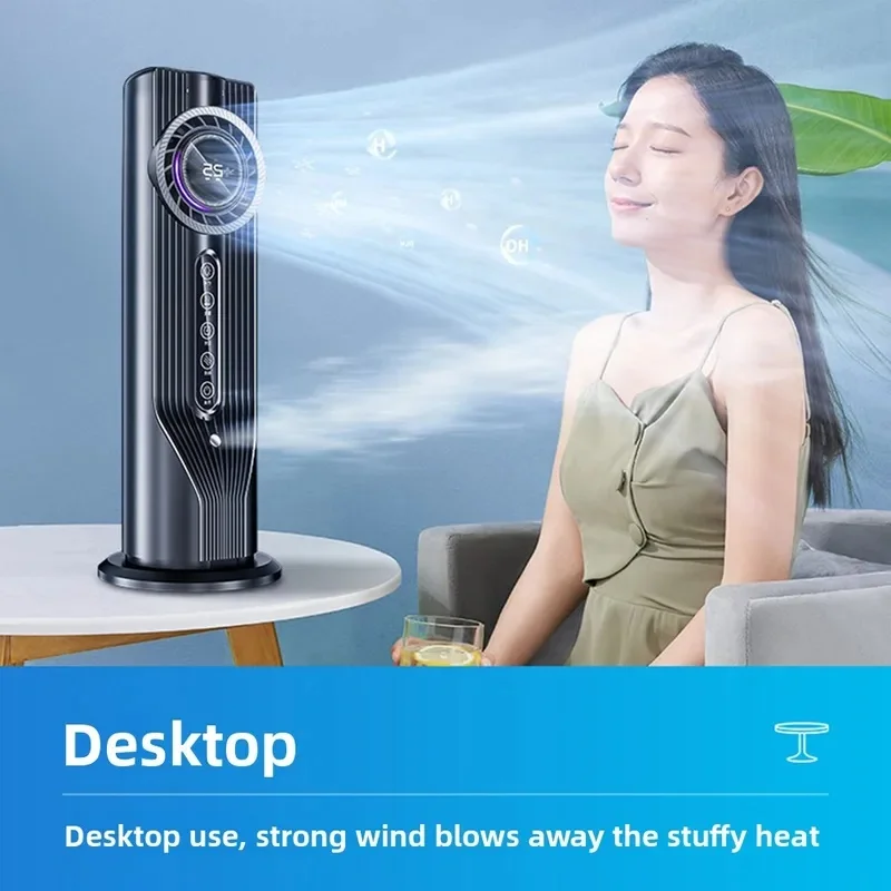 Standing Water Air Cooler Tower Fan Ultra Quiet Humidifying Misting Cooling Fan, Vertical Air Conditioner Fan Low Noise Energy view 2