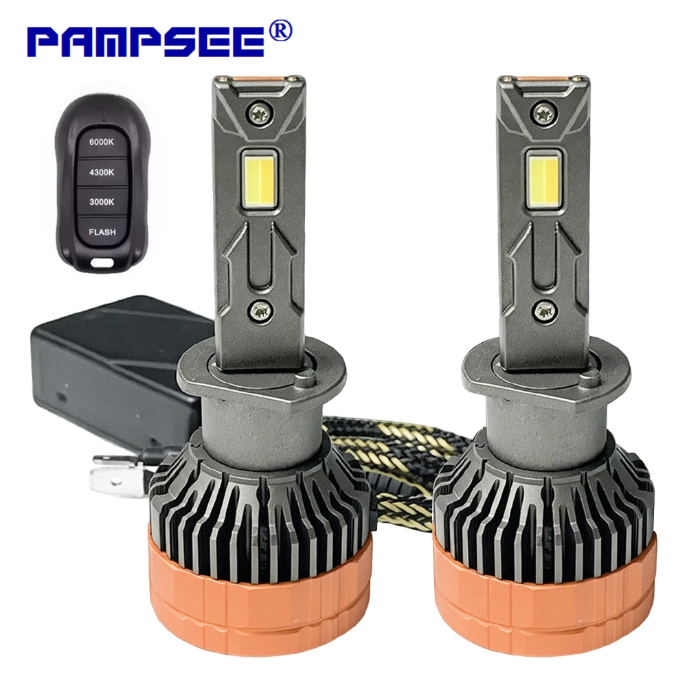 H7 Tricolor Remote Control LED Headlights H4 H1 H3 H11 HB3 9005 HB4 9006 6000K 4300K 3000K For Car Headlights Lights 12V 24V
