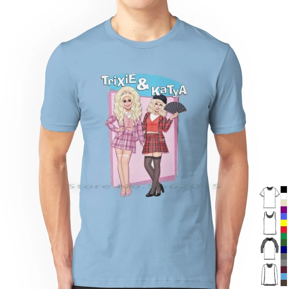 Camiseta estampada de doble Drag Queen, 100% algodón, Trixie, Mattel, unhhh, Drag Queen, Katya, Zamolodchikova, Rupauls, Drag Race, Trixie