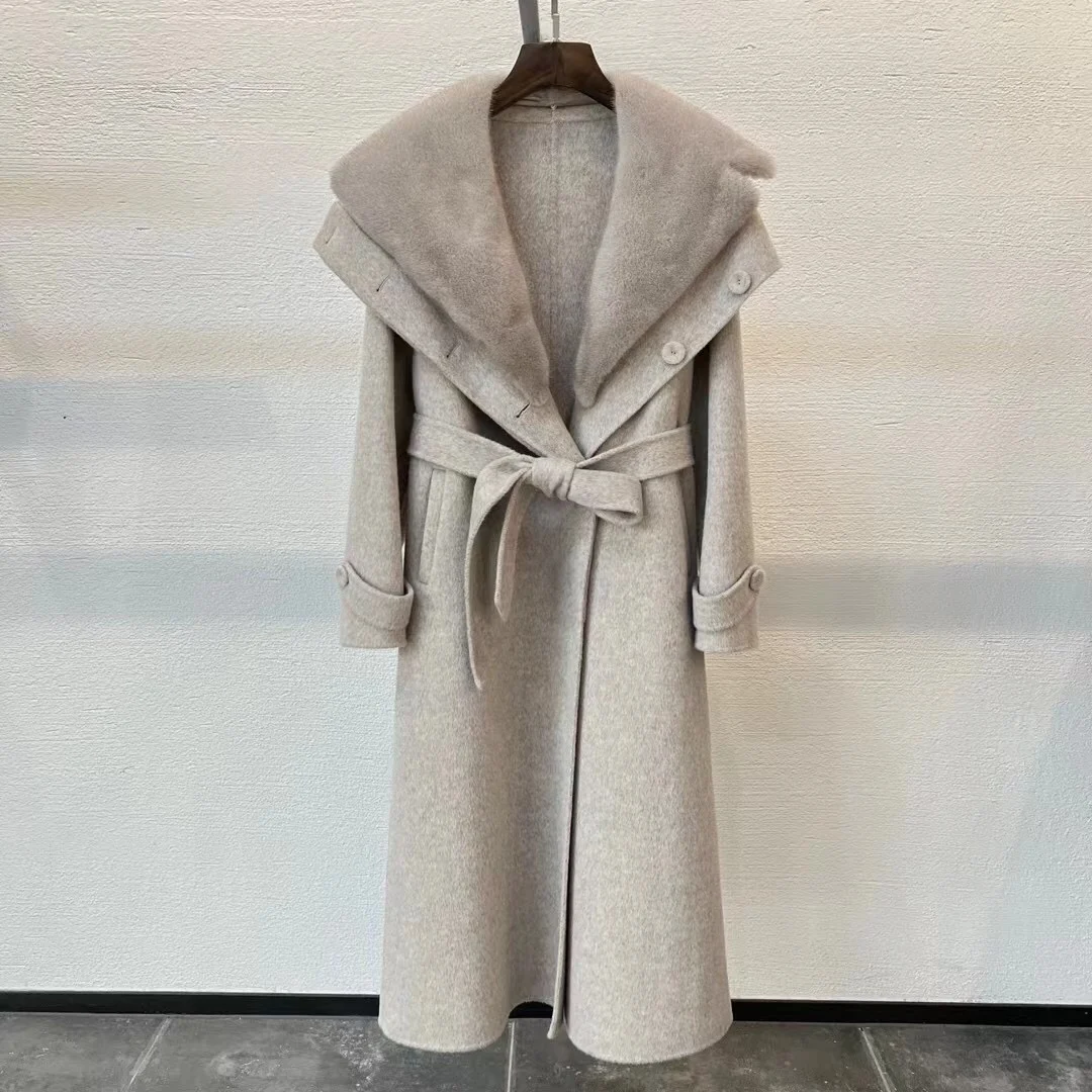 

2023 Autumn Winter Fashion New Women's Clothing Cashmere Mink Mid-Length Coat 1002