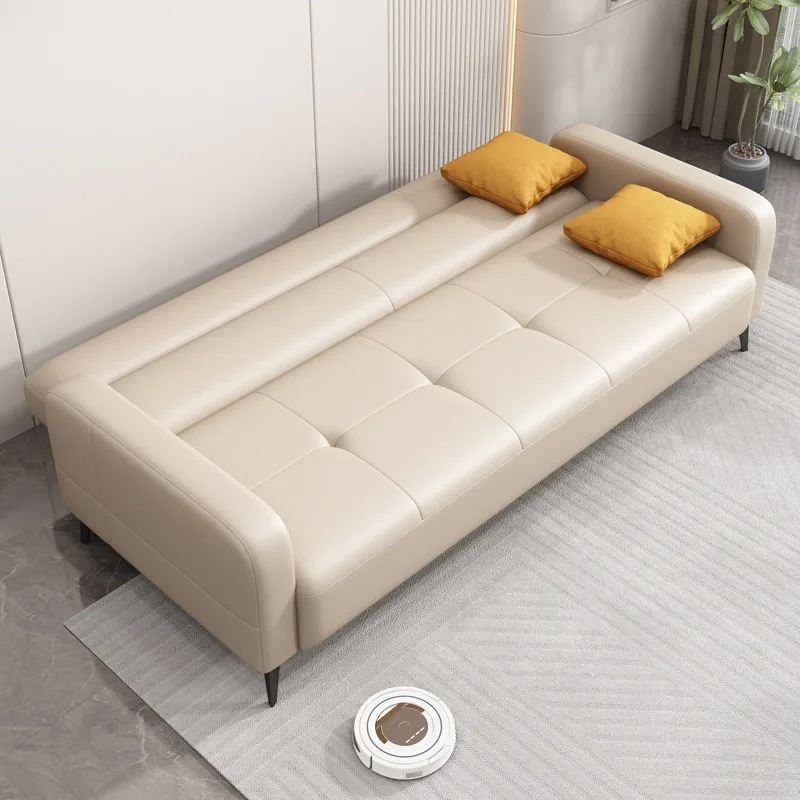 Sofa small apartment living room modern simple rental room three double technology cloth foldable sofa bed dual-purpose