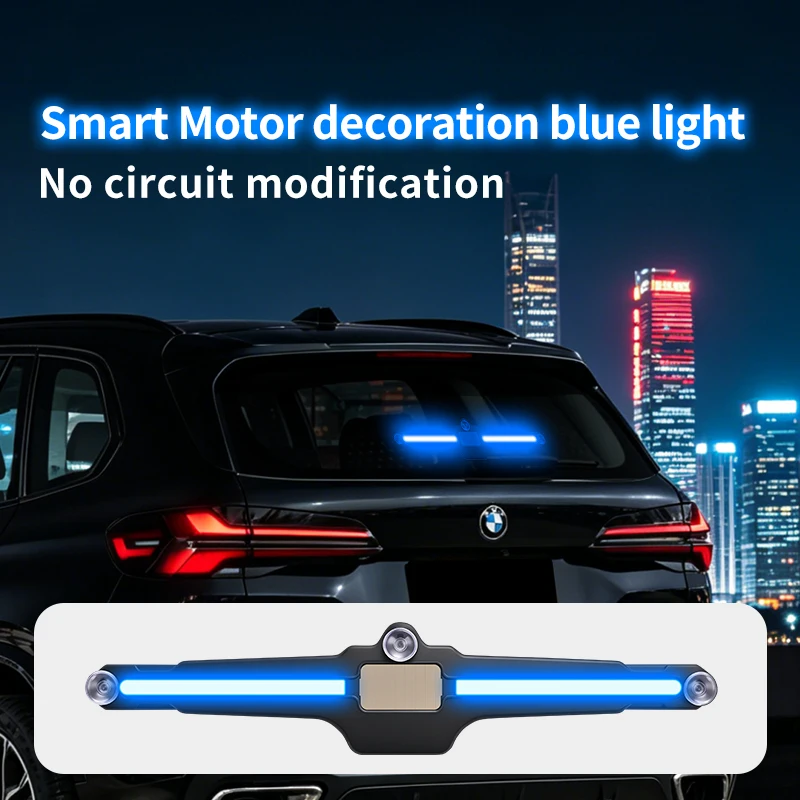 Car Solar Intelligent Driving Small Blue Light Suction Cup Multi-Mode Flashing Light Sensing Charging Car Vibration Lights up