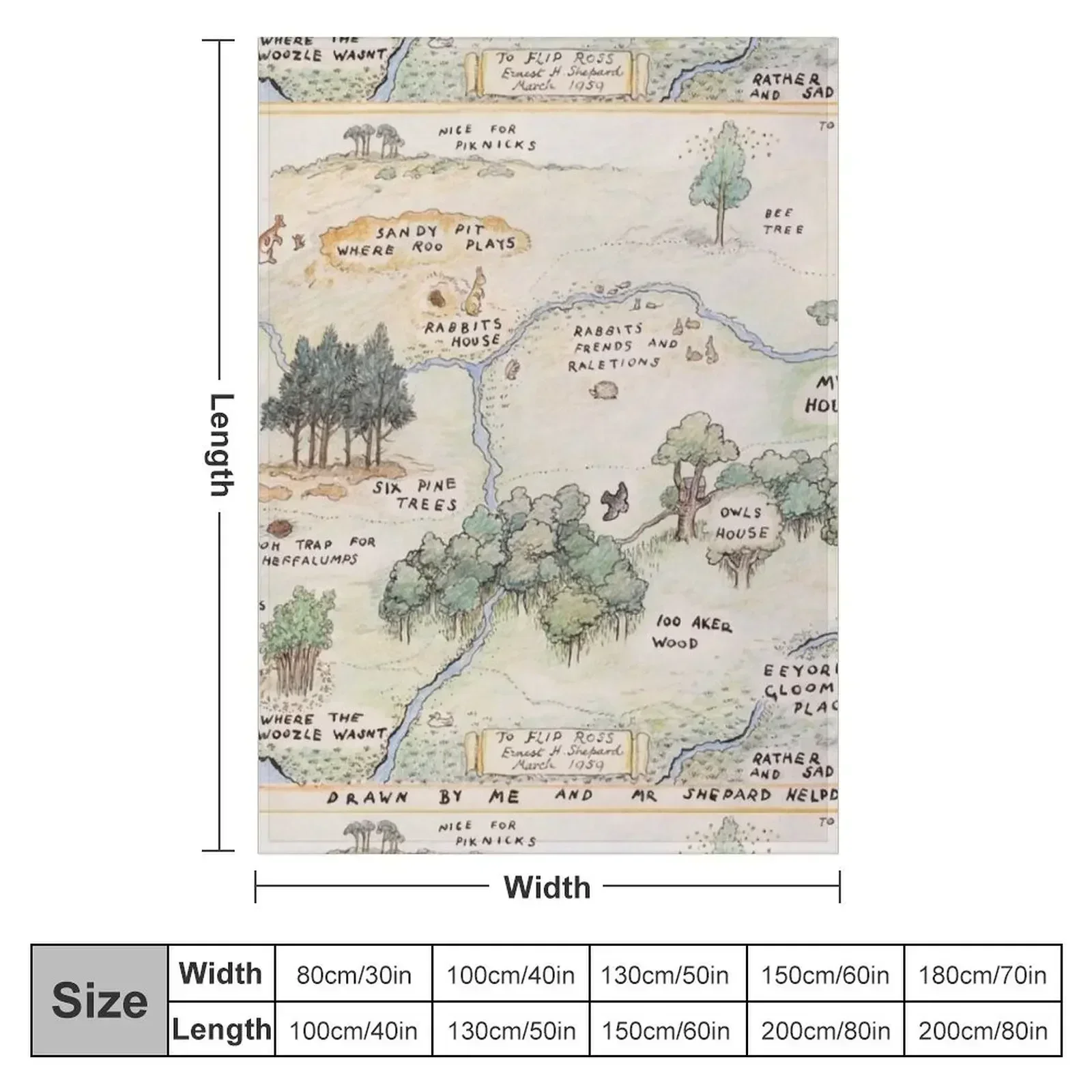 Hundred Acre Wood Map Throw Blanket Hair Personalized Gift Sleeping Bag Retros christmas gifts Sofa Quilt Blankets
