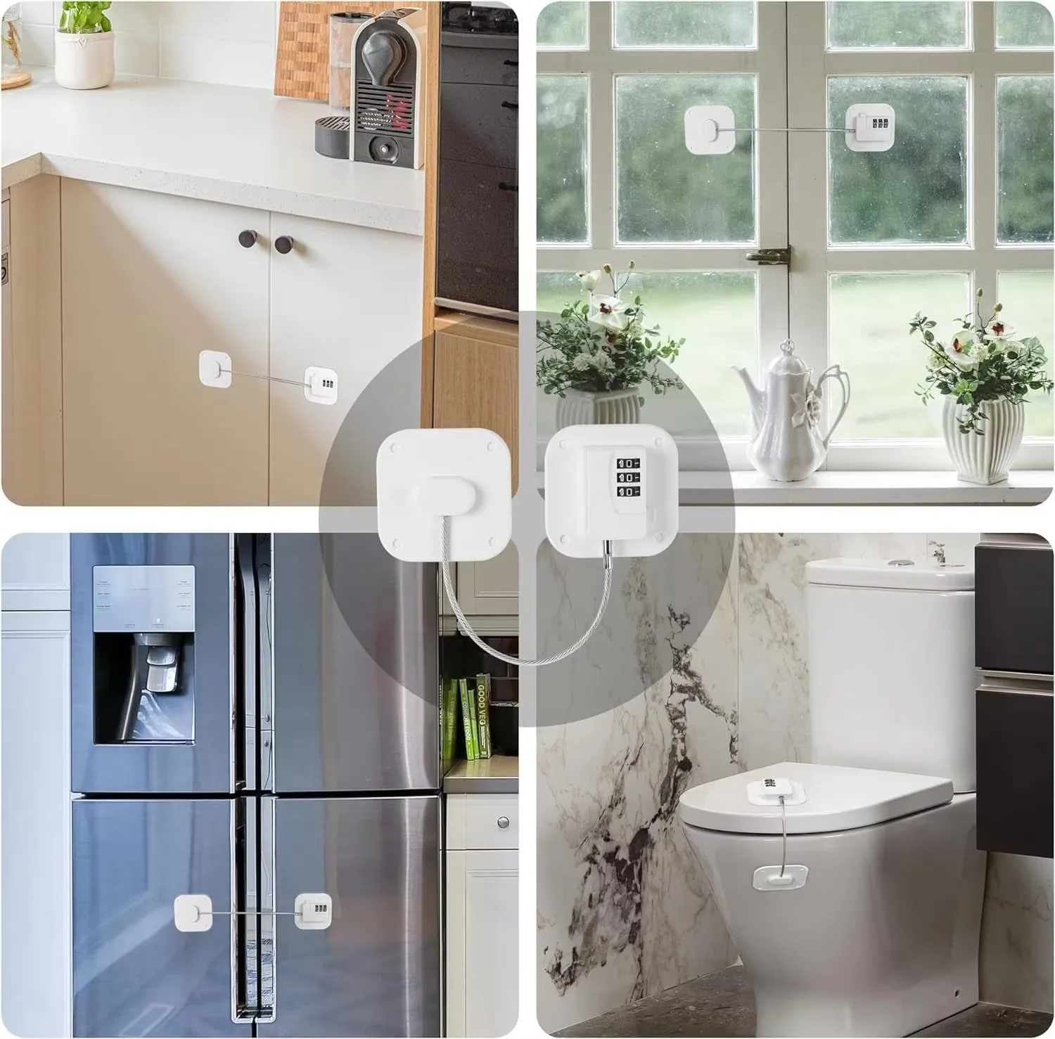 1PC Baby Safety Refrigerator Lock with Keys Coded Lock Infant Security Cabinet Locks Sliding Closet Door Locks Black and White