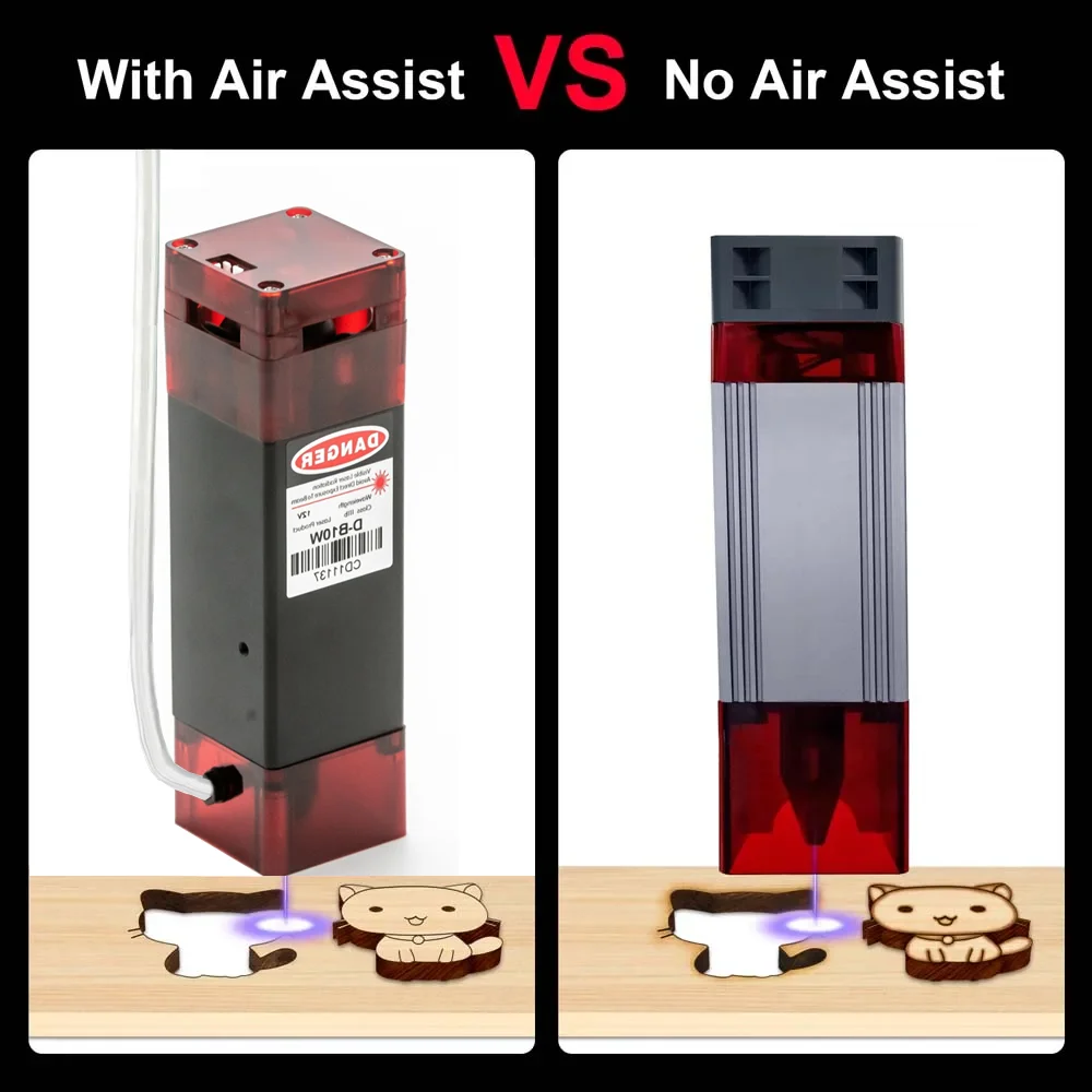 Air assist 10W engraving laser module fast axis compression spot, high-power laser cutting