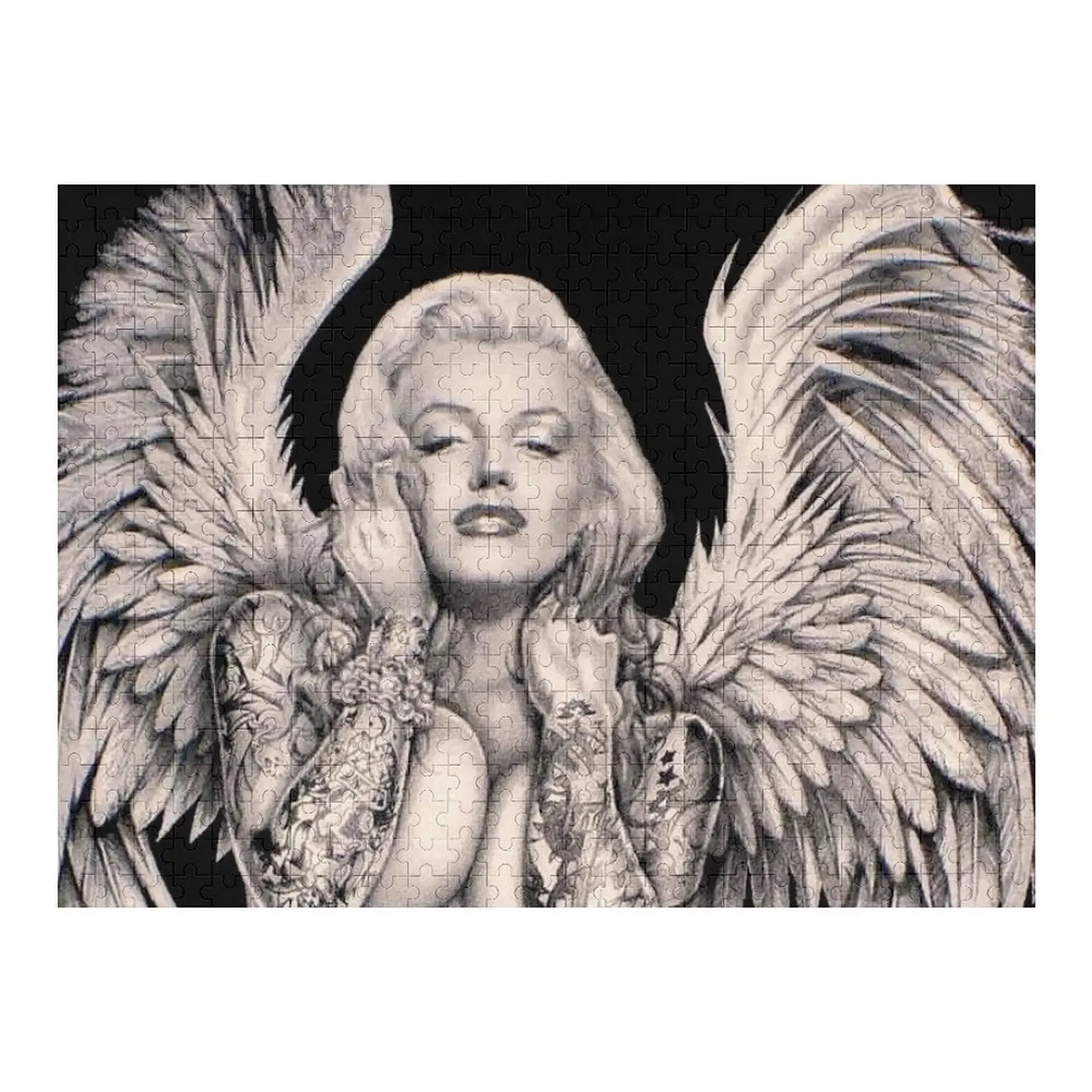

MARILYN : Vintage Abstract Tattooed Angel Print Jigsaw Puzzle Personalized Gift Ideas Personalised Name Picture Puzzle