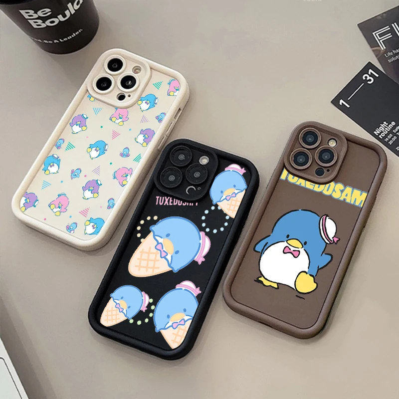 Cartoon Tuxedo Sam dla Apple iPhone 15 14 13 12 11 XS XR X 8 7 Pro Max Plus Miękkie etui na telefon z drabinką na oczy