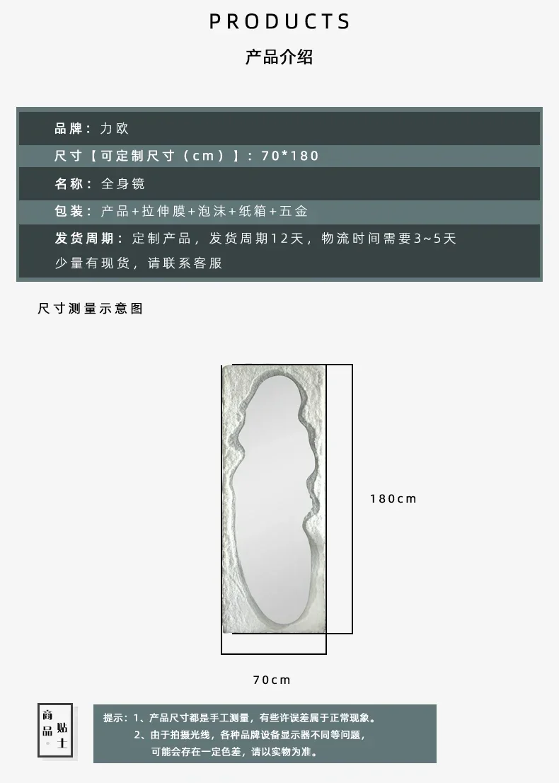 French floor-to-ceiling mirror entrance creative flocking, Nordic floor-to-ceiling mirror art clothing store fitting mirror
