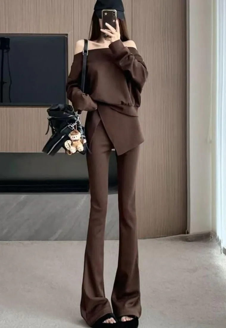 Calças bootcut kawaii feminino simples básico liso detalhe extravagante decorado embelezado bordado padrão de impressão floral listrado