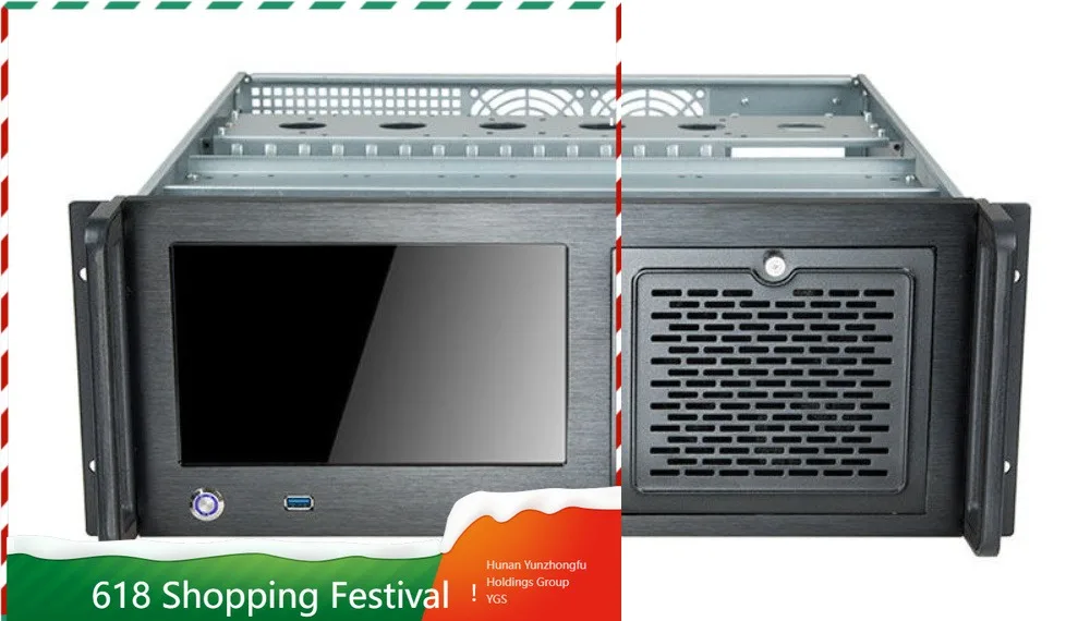 Integrated 4U Industrial Chassis Built In 9 Inch Touch LCD Panel For Rack Mount Server Equipment