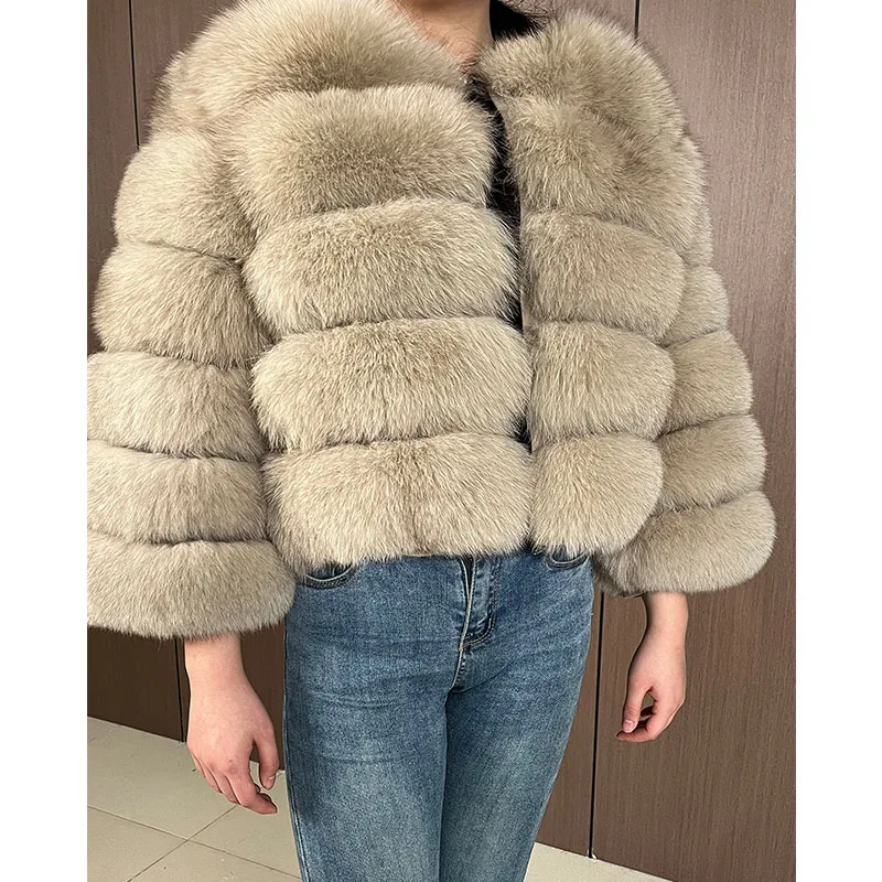 2026 Real Fox Fur Coat Women Winter Warm Luxury Natural Raccoon Fur Jacket Detachable Sleeves Female Vest Furry Coats