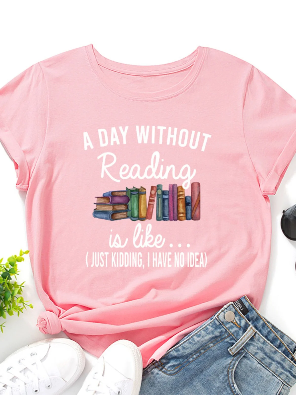 تي شيرت نسائي فضفاض من القطن بأكمام قصيرة وياقة مستديرة، رقيق للصيف، بتصميم عصري مطبوع للنساء الشابات #1