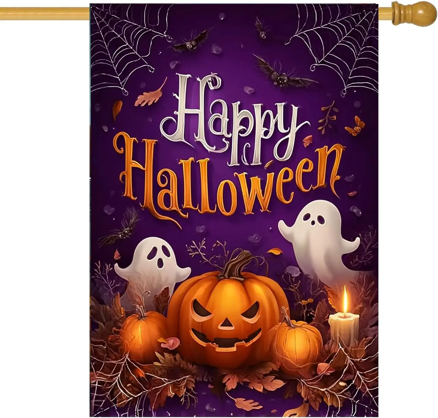 Large Halloween Garden Flags House Flags for Outside 28 x 40 Double Sided | Burlap Seasonal Holiday Ghost Pumpkin Large Hall llp