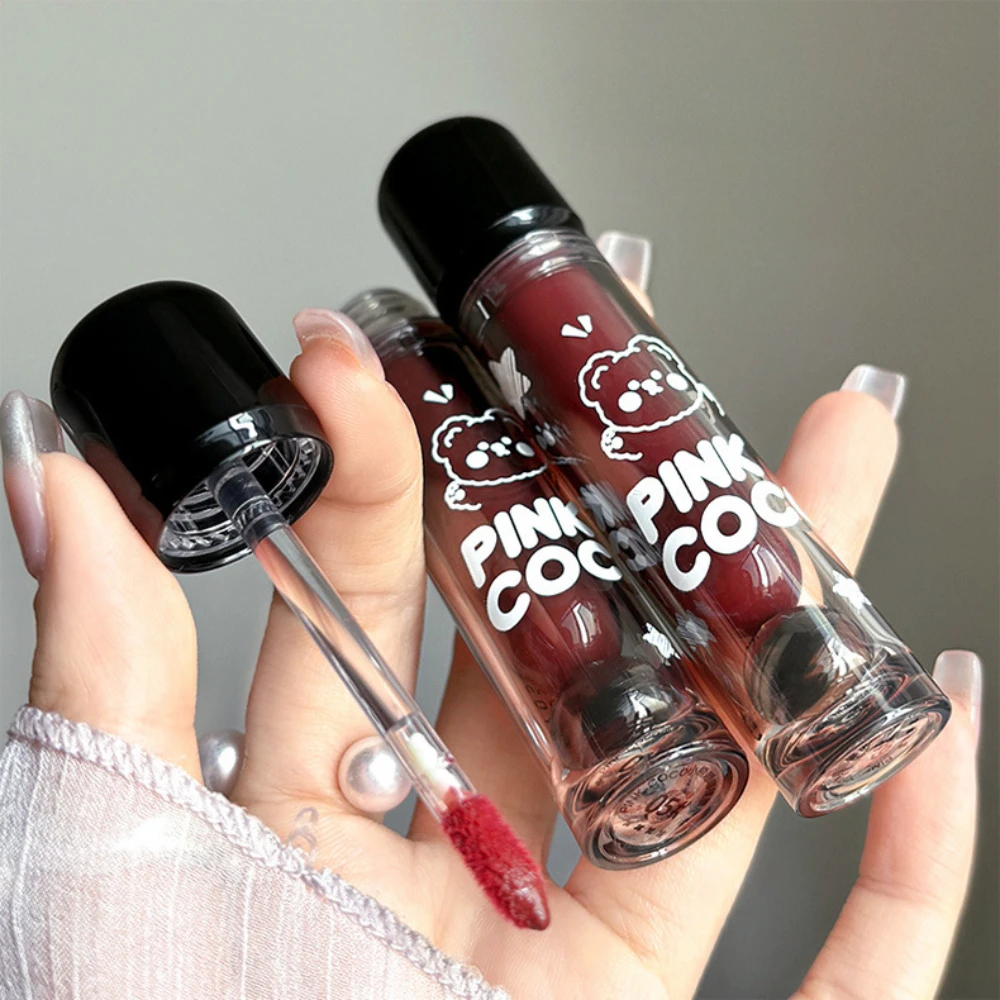 Esmalte de labios de espejo rojo oscuro, taza antiadherente hidratante ligera de agua, líquido rojo altamente pigmentado, maquillaje de labios cosmético