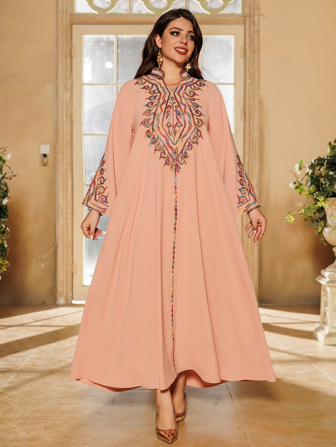 Ramadan Abayas for Women Muslim Embroidery Maxi Dress Dubai Kaftan Turkey Arab Robe Eid Djellaba Caftan Marocain Femme Jalabiya