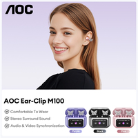 AI Earphones AOC 3521 Bluetooth 5.4 Open Ear Clip Earbuds Smart LCD Screen Touch Wireless Sport Headset OWS Gaming ENC Dual Mode