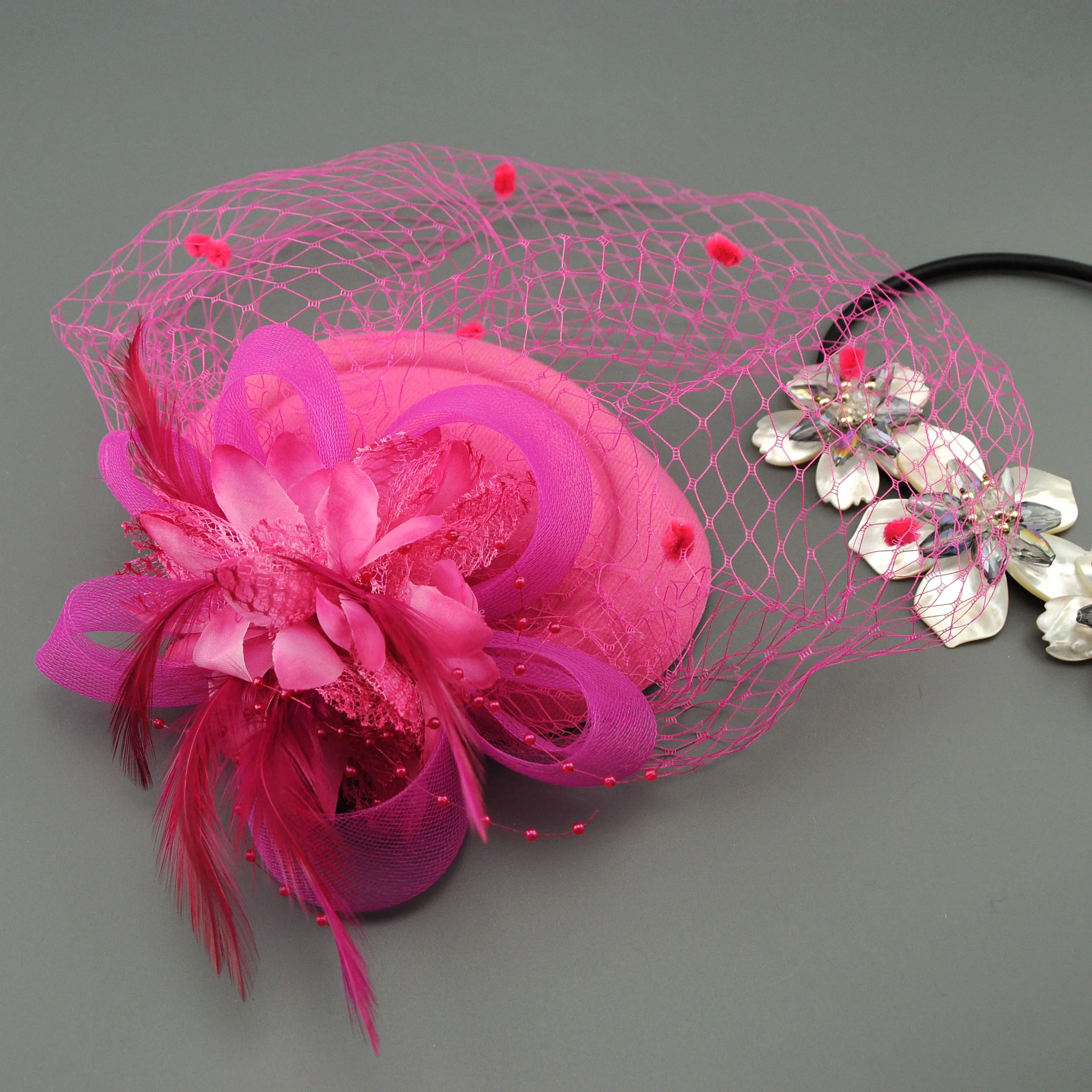 Retro Fascinators Hat Women Flower Mesh Sinamay Feathers Fedoras Hat Headband Hair Clip Cocktail Tea Party Headwewar
