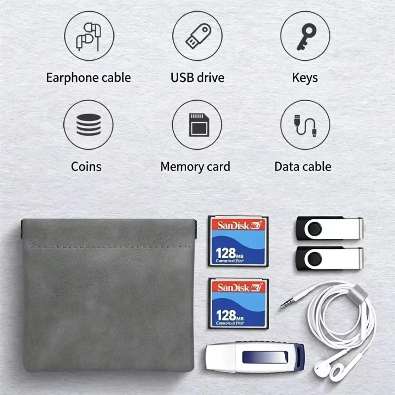 Flannel Mini Accessory Storage Pouch 1Pcs Portable Earphone Bag for Usb Cable Sd Card Earbud Small Gadget Daily Organizing