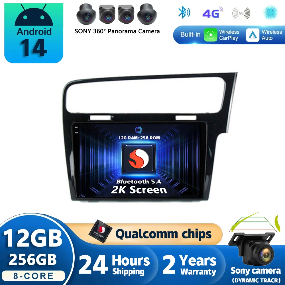 

Android 14 For VW Volkswagen Golf 7 VII 2014 2015 - 2018 Car Radio Navigation Multimedia Player Stereo GPS WiFi+4G Carplay+Auto