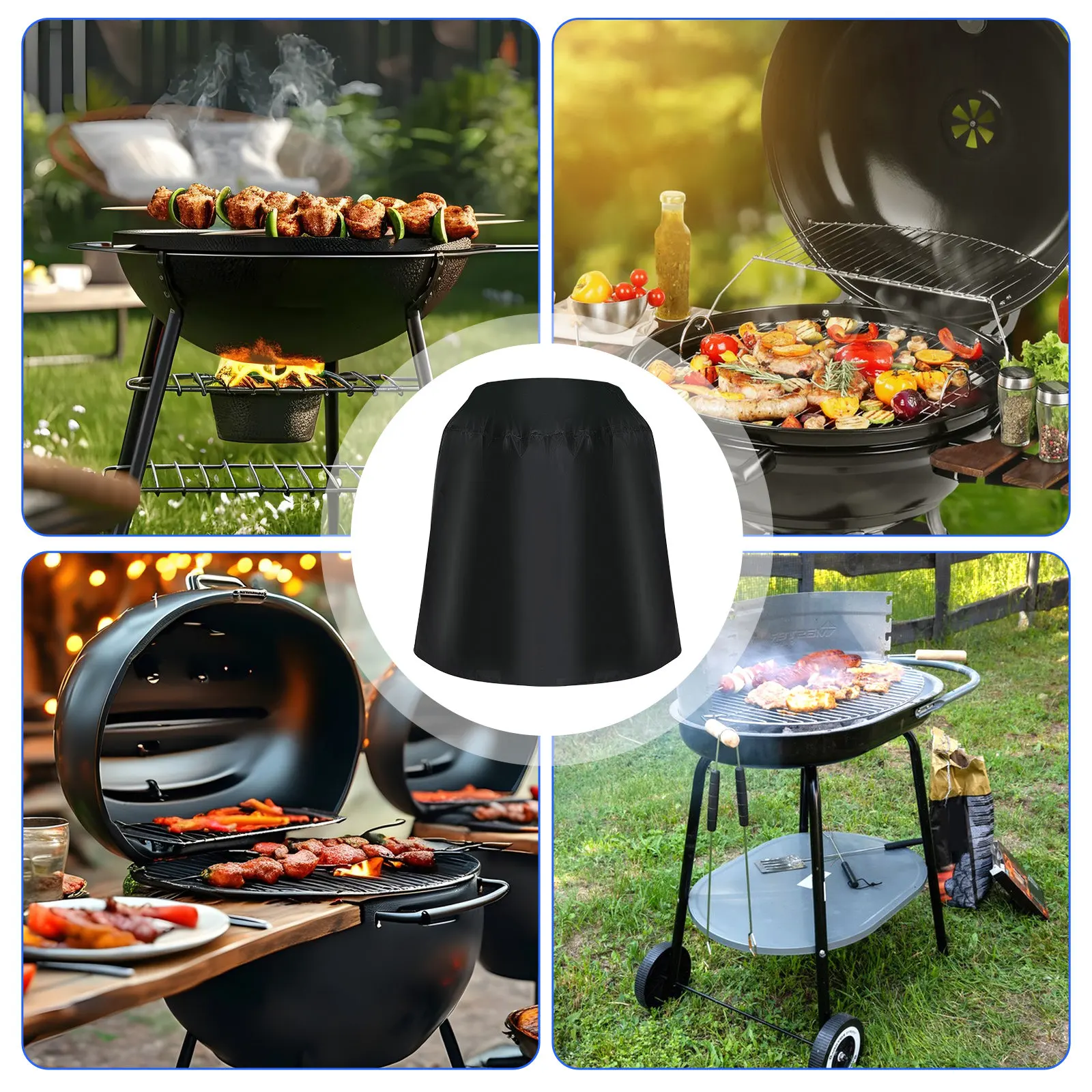 Bbq Grill Cover Outdoor Round Fire Pit Large Fit Waterproof Dust Protector Gas Charcoal Grills Gas Grill Burner Covers