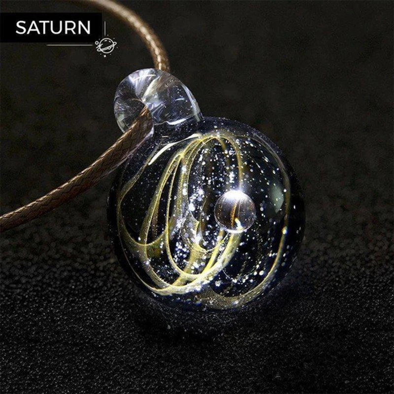 Handcrafted Universe Necklace for Men Starry Sky Cosmic Element Glass Pendant Women Jewelry Accessories Gifts