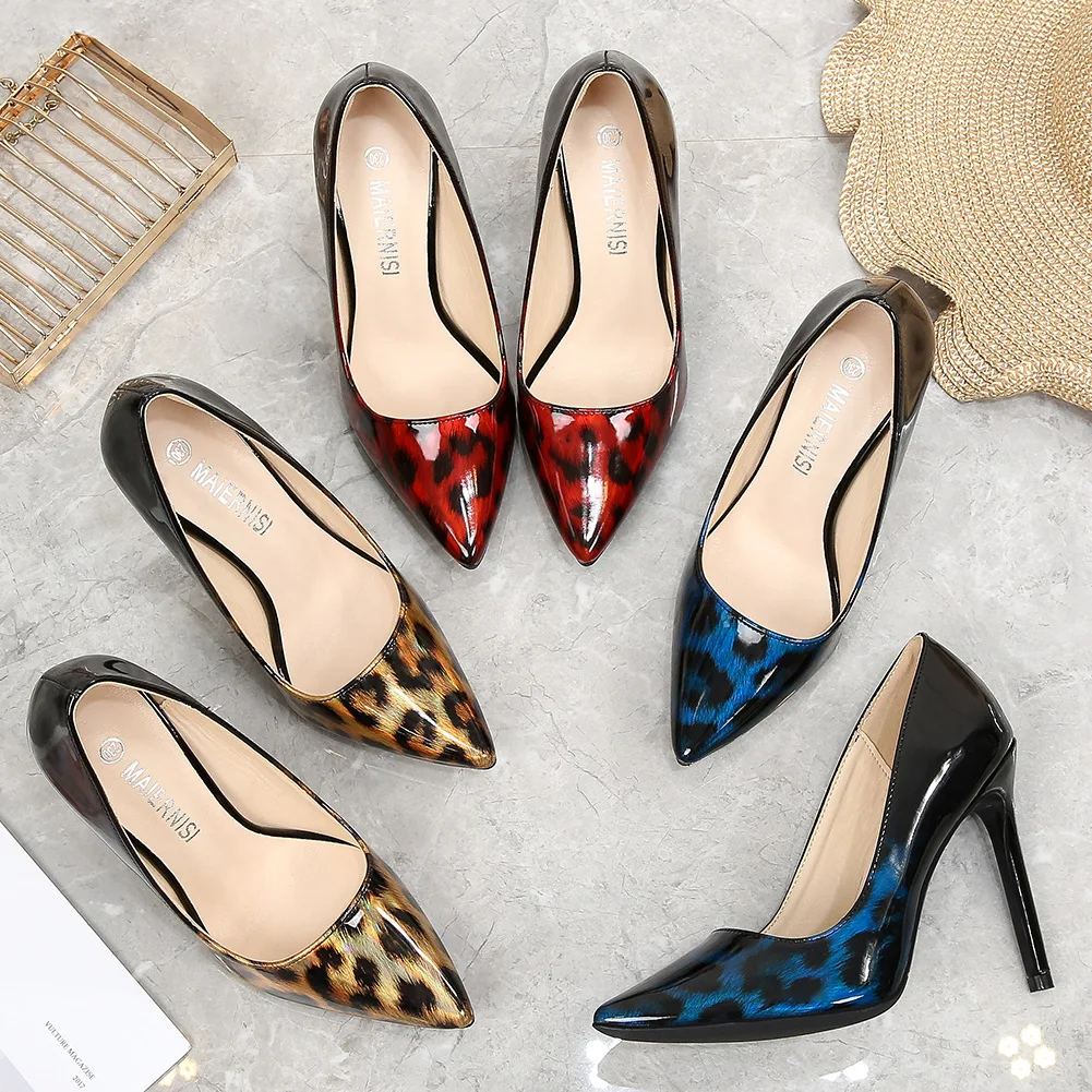Italian Style Women Pointed Toe High Heels Gloss Patent Leather Stilettos Ladies Solid Color Pumps Shoes 11CM Stiletto Shoes image 5