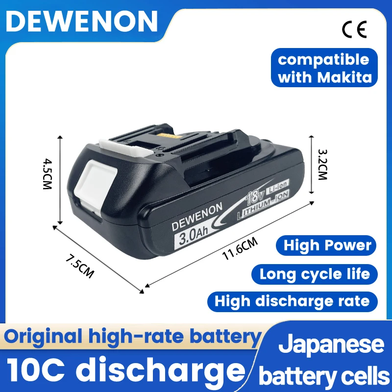 

DEWENON 18V 3AH for Makita Battery BL1840 BL1830B BL1850B BL1850 BL1860 BL1815 Replacement Lithium Battery