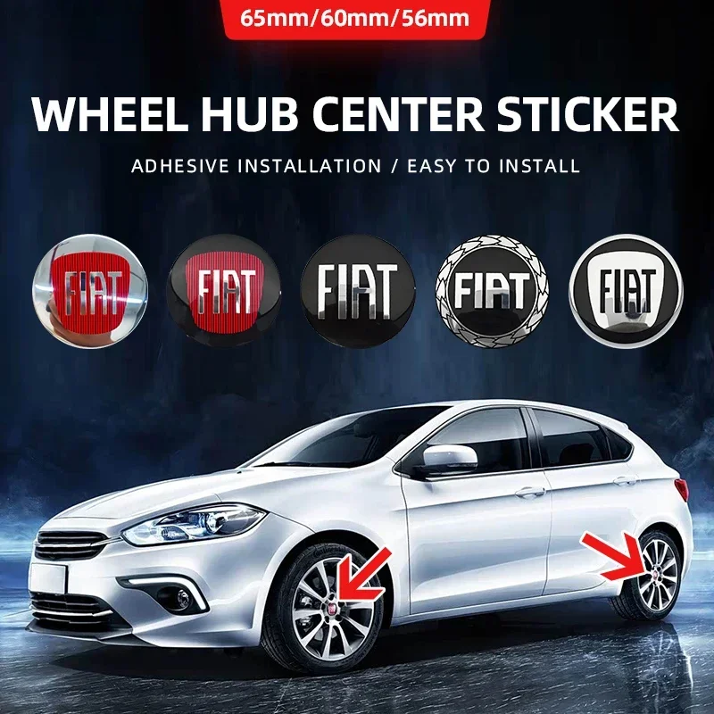 56mm 60mm 65mm Car Wheel Center Hub Cap Rim Cover Stickers For Fiat 500 Punto Panda Pondo FR Abarth Doblo Bravo Freemont Ducato