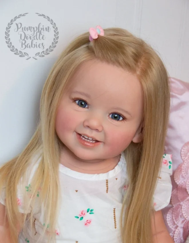 

Cammi Reborn Toddler Vinyl Doll Kit by Ping Lau 28"Rooted Hair Visible Veins
