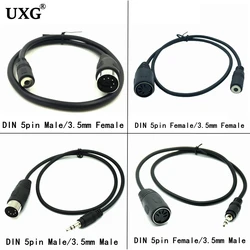 3.5mm Stereo Jack Audio Cable 3.5 mm Aux Male M to F MIDI Din 5 Pin MIDI Male Female Plug High Quality 0.5M for Microphone MIC