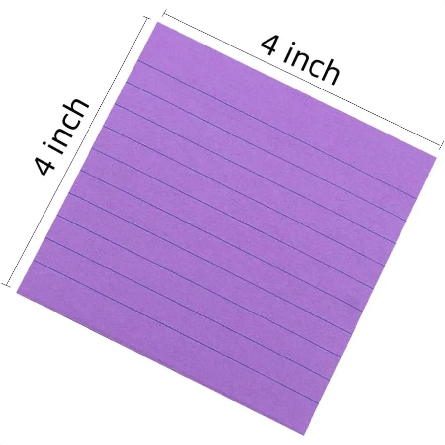 Lined Sticky Notes with Lines 4x4 SelfStick Notes 6 Candy Color 6 Pads 60 Sheets Pad
